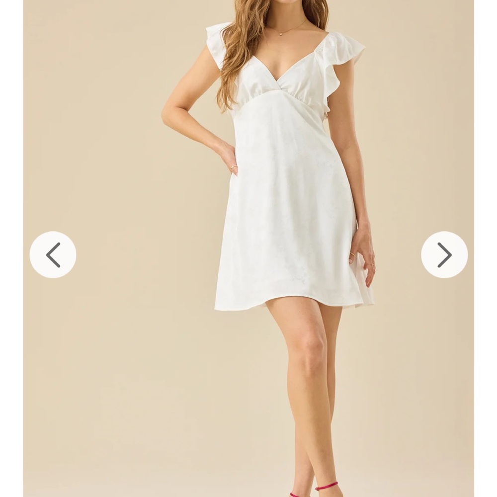 Altar’d State Elegant White Ruffle Sleeve Dress